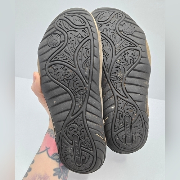 JSport | Boho tan brown leather strappy open toe slide sandals | WMS 6.5 - Picture 10 of 10